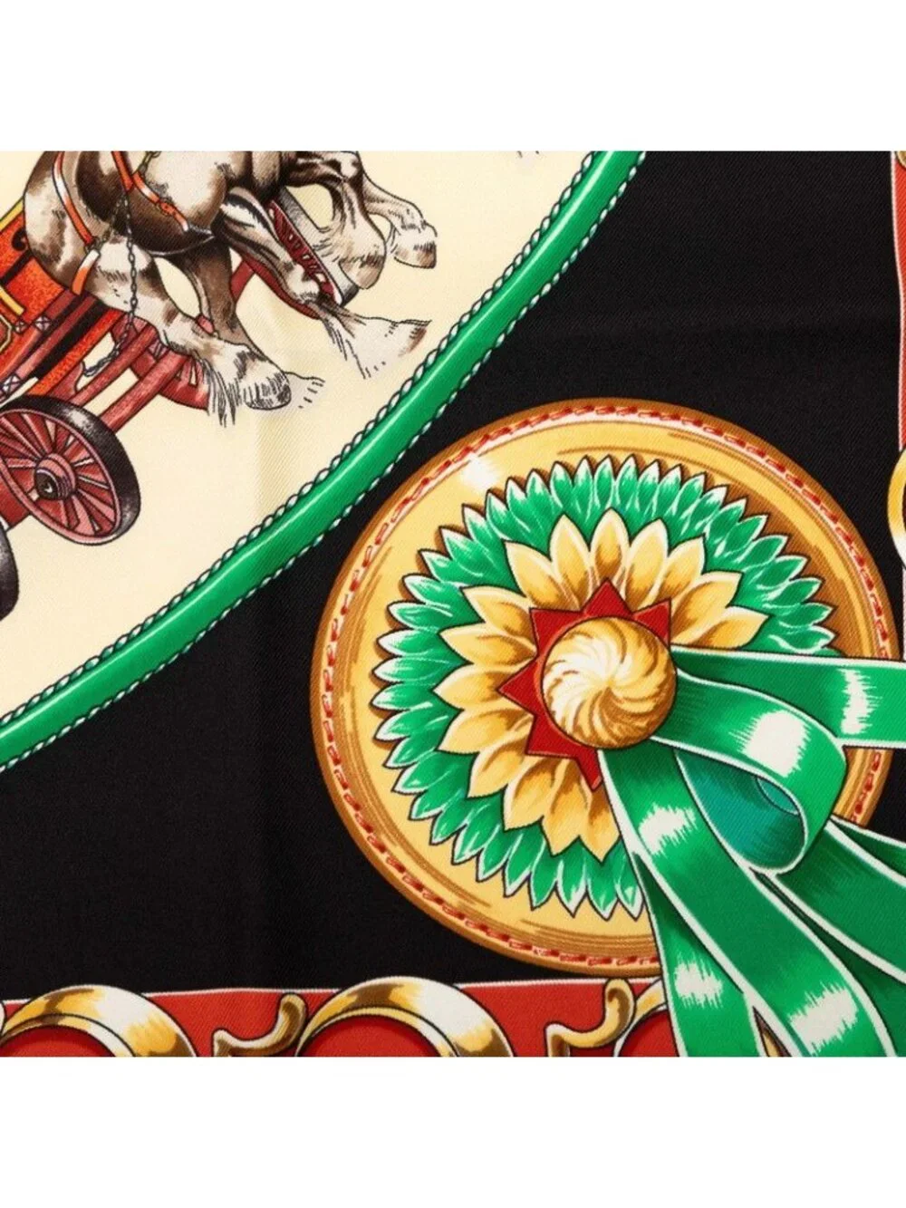 Hermes Carre 90 Chevaux de Trait Scarf Yellow Multicolor Silk